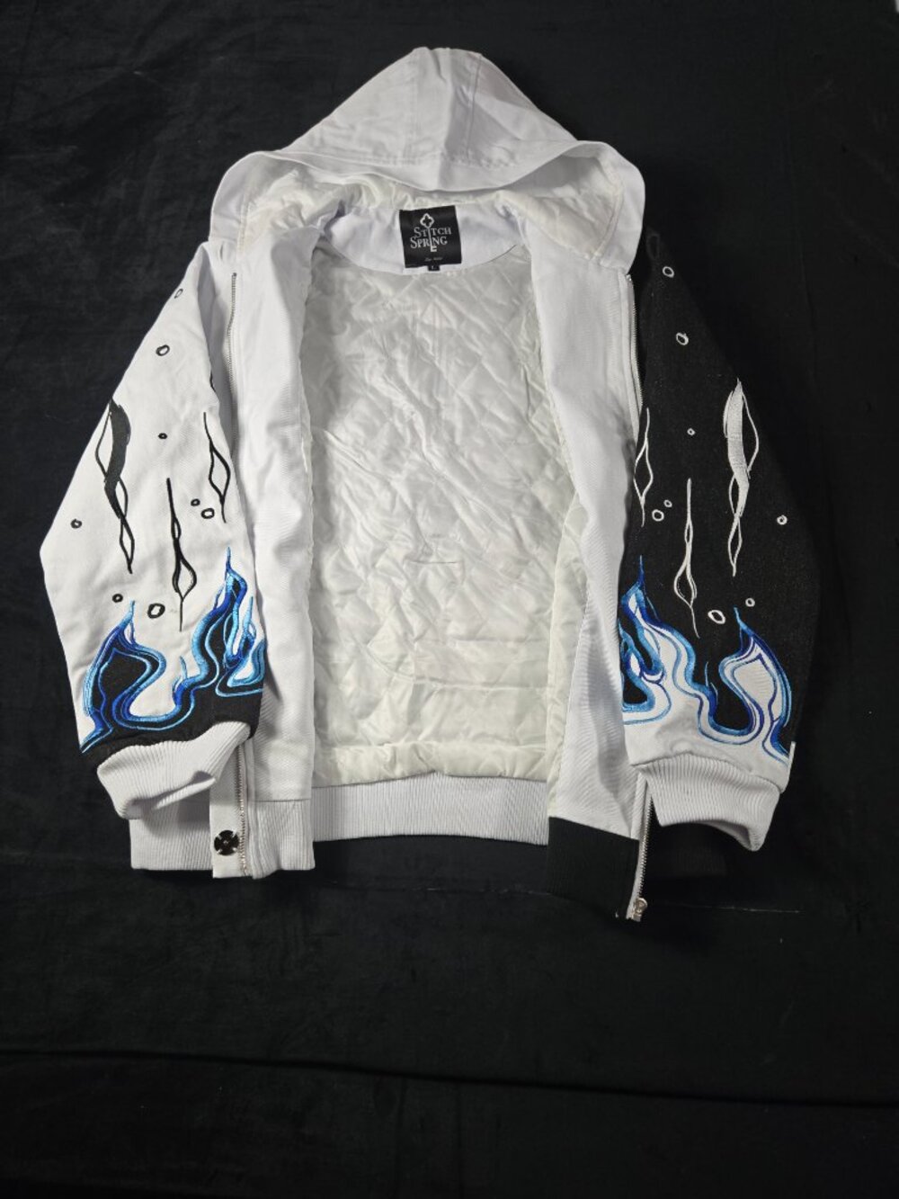 Stitch Spring Awakening Solo Leveling Anime Denim Hooded Jacket Large